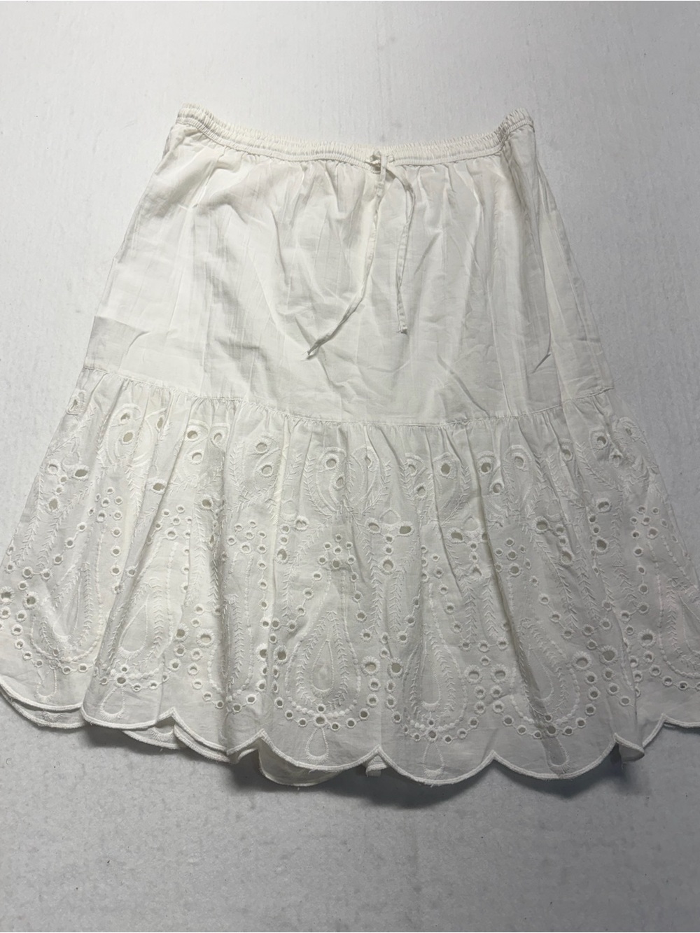 Studio West Apparel White Cotton Eyelet Tiered Skirt